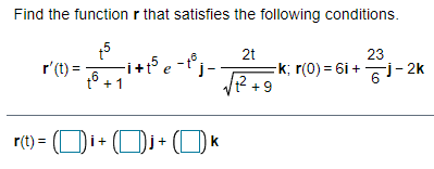 Solved Find the function r that satisfies the following | Chegg.com