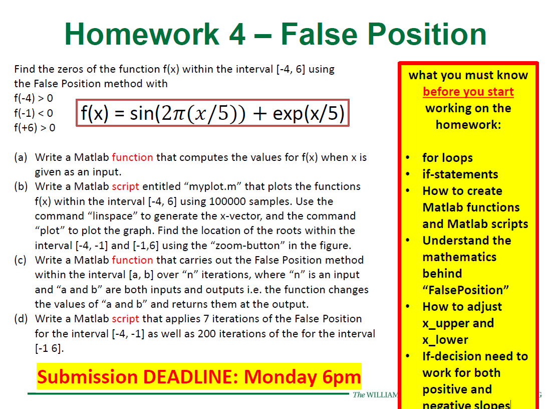 Solved Homework 4 - False Position Find the zeros of the | Chegg.com