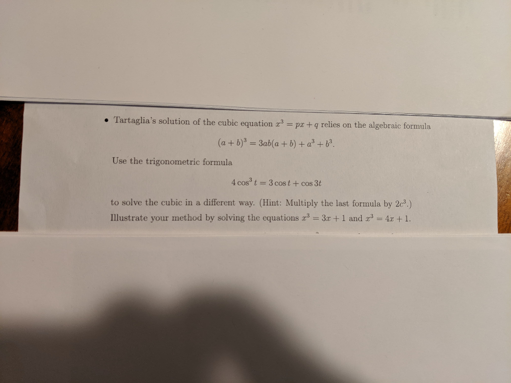 Solved Tartaglia S Solution Of The Cubic Equation X3 Chegg Com