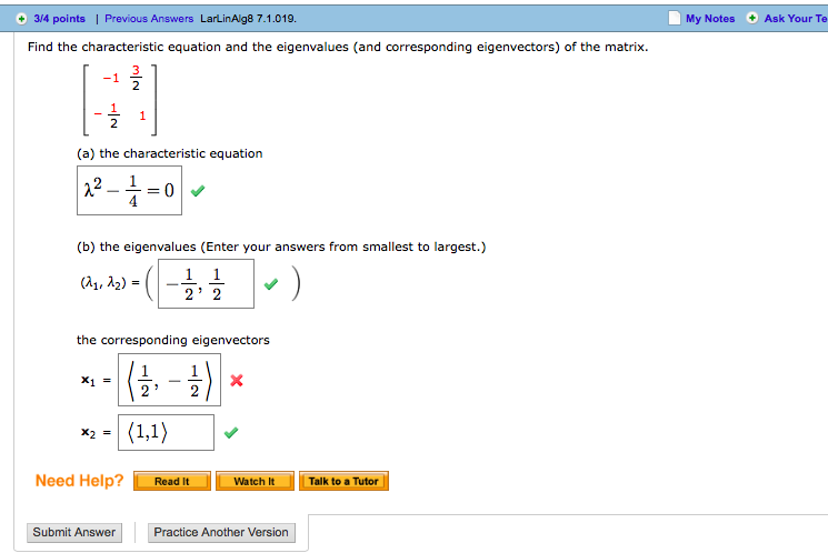 Solved My Notes + Ask Your Te 3/4 points | Previous Answers | Chegg.com