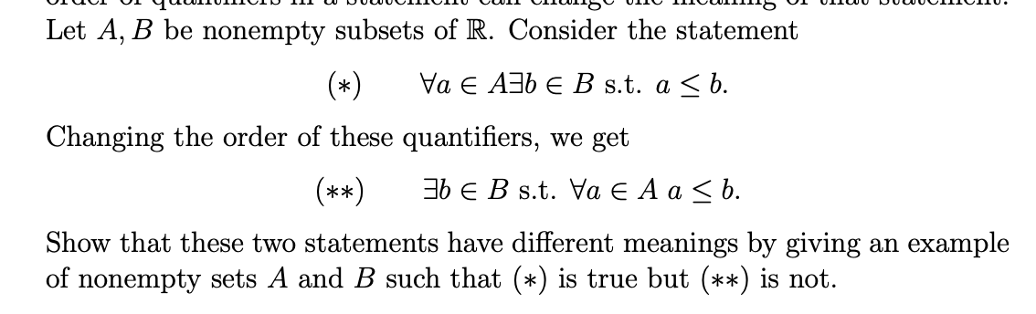 Solved Let A, B Be Nonempty Subsets Of R. Consider The | Chegg.com