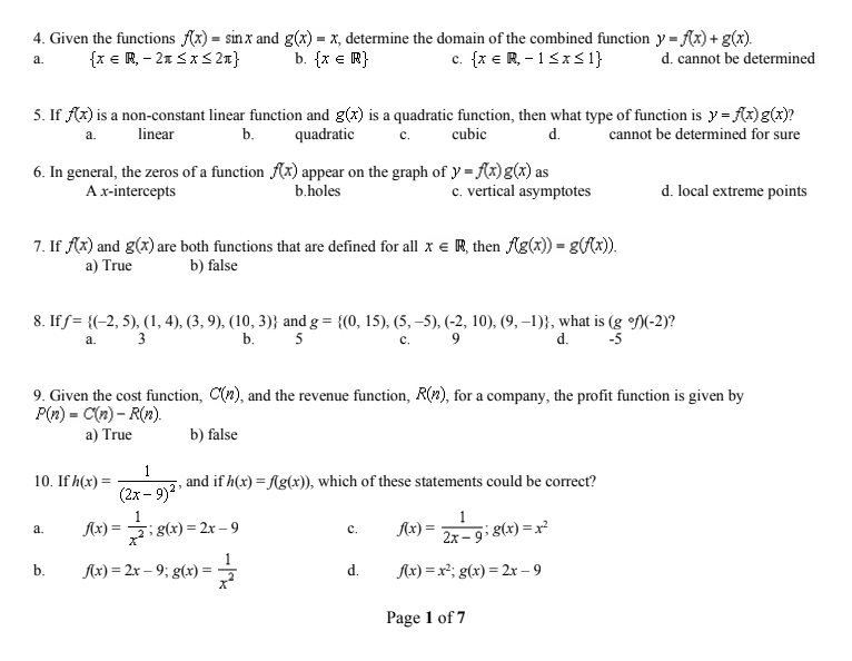 Solved 4 Given The Functions F X Sin X And G X X Chegg Com