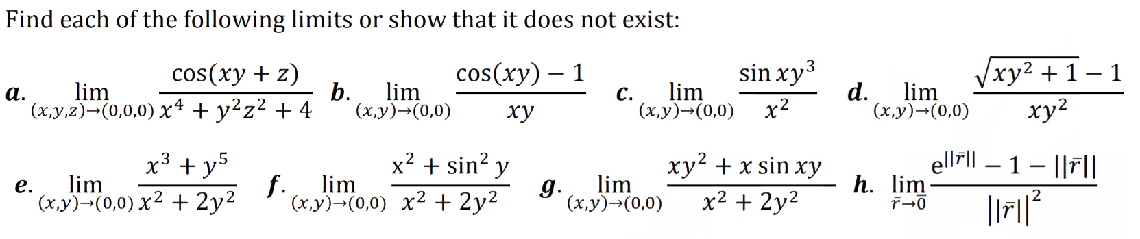 Solved Find each of the following limits or show that it | Chegg.com