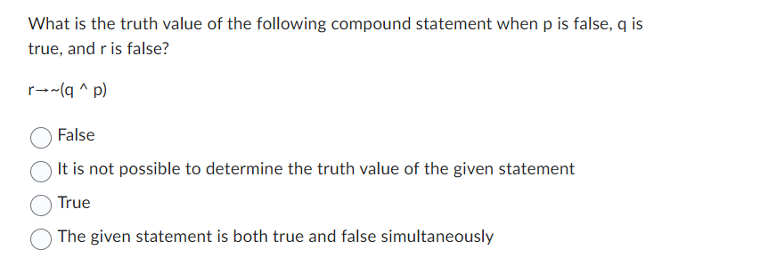 Solved What Is The Truth Value Of The Following Compound | Chegg.com