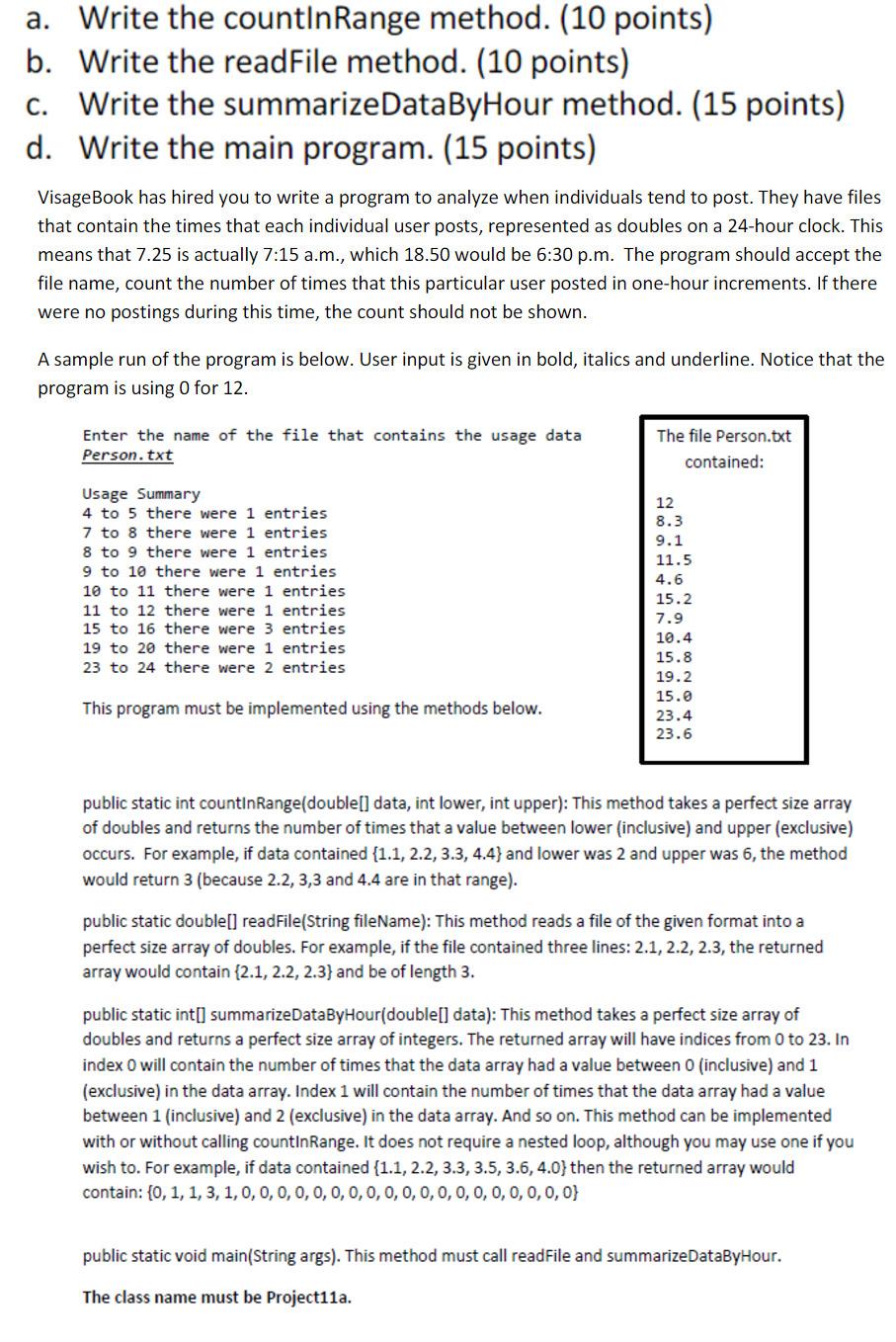 Solved A. Write The CountInRange Method. (10 Points) B. | Chegg.com