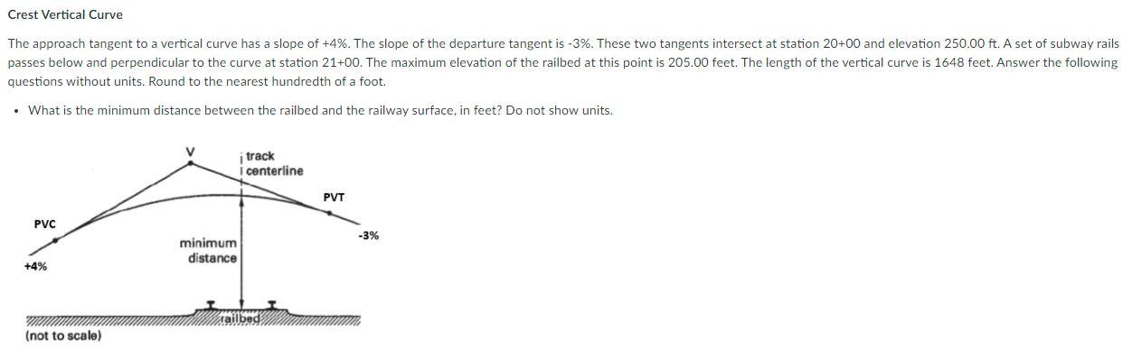 Solved Crest Vertical Curve The approach tangent to a | Chegg.com