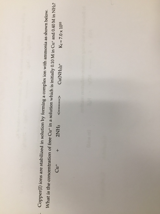 Solved Copper) ions are stabilized in solution by forming a | Chegg.com