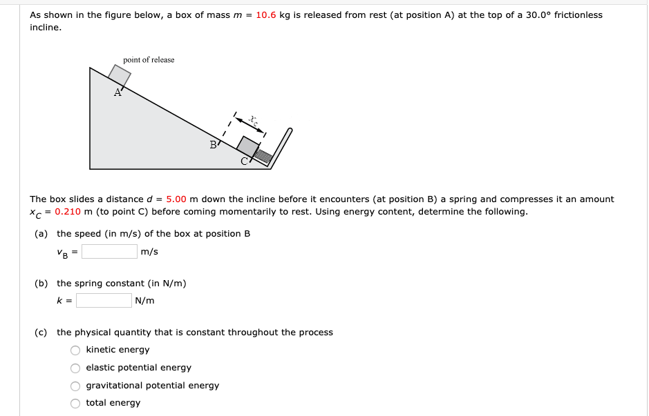 Solved As shown in the figure below, a box of mass m = 10.6 | Chegg.com