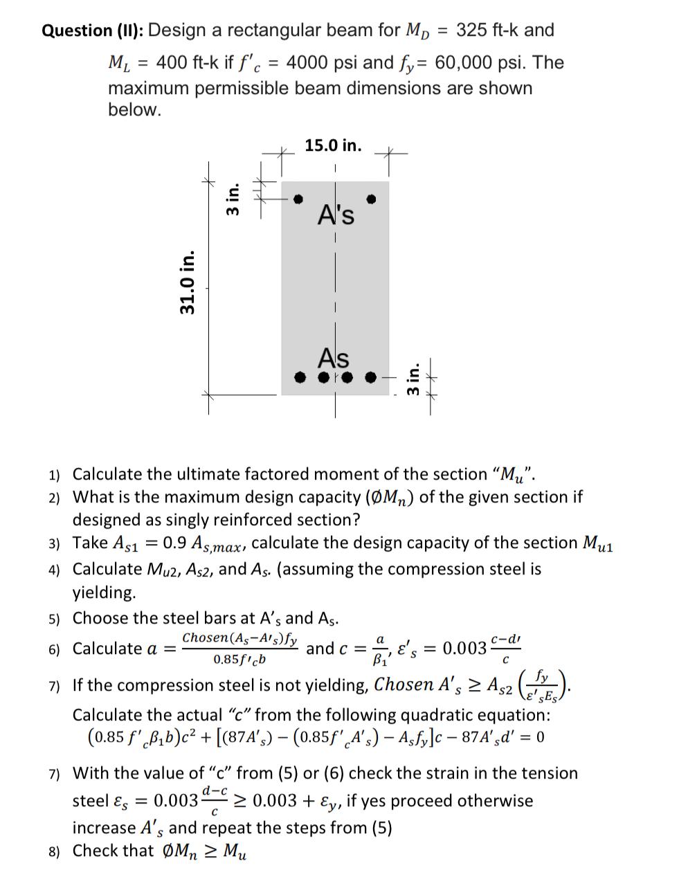 Solved Question (II): Design a rectangular beam for | Chegg.com