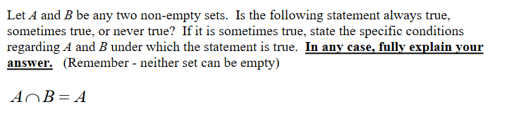 Solved Let A And B Be Any Two Non-empty Sets. Is The | Chegg.com