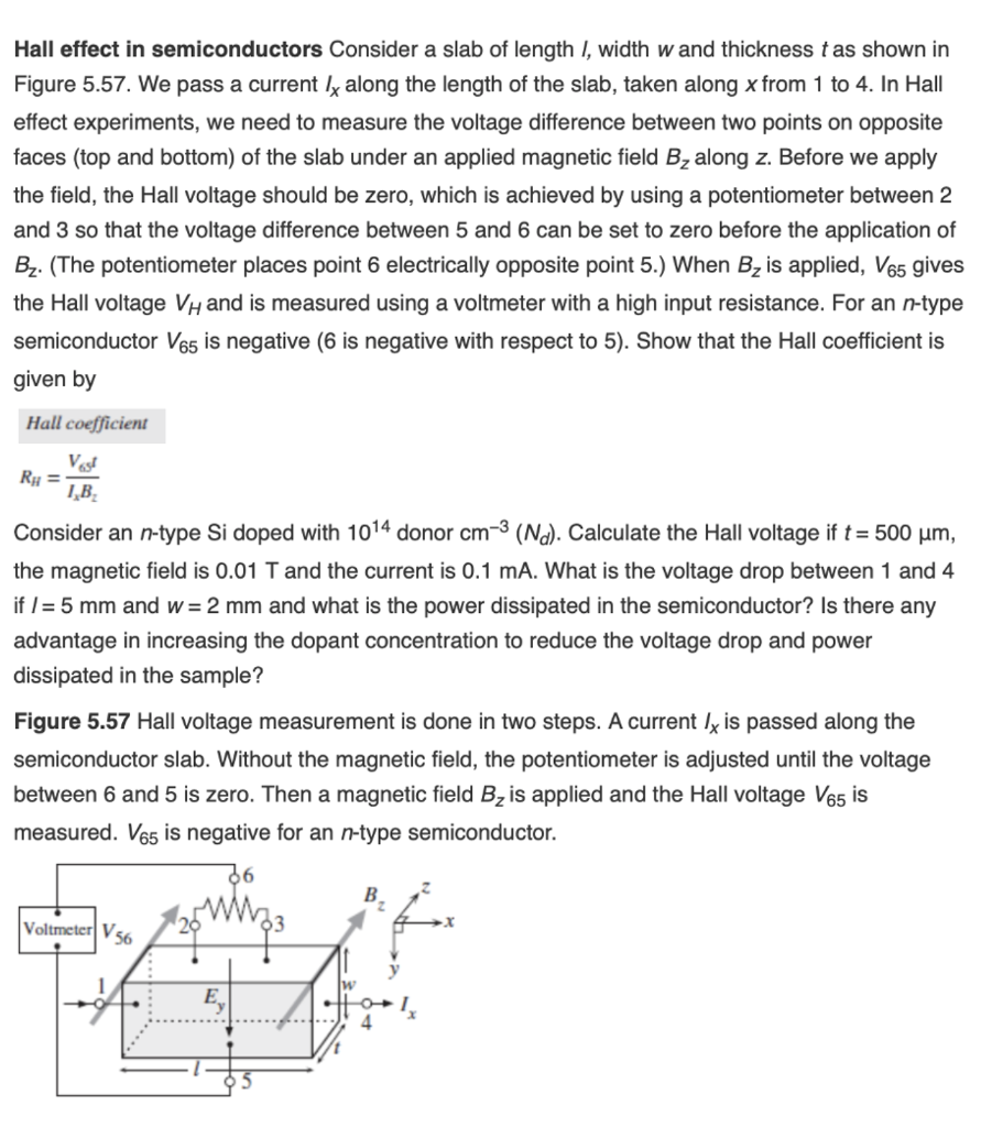 Solved Hall effect in semiconductors Consider a slab of | Chegg.com