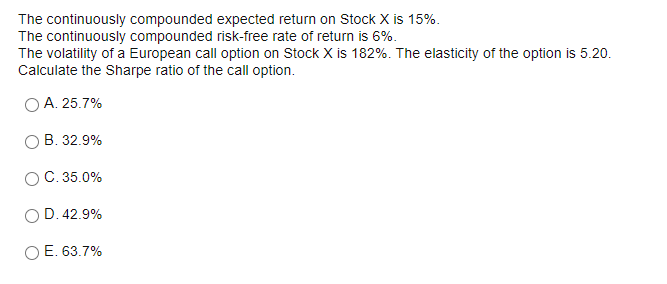 Solved The continuously compounded expected return on Stock | Chegg.com