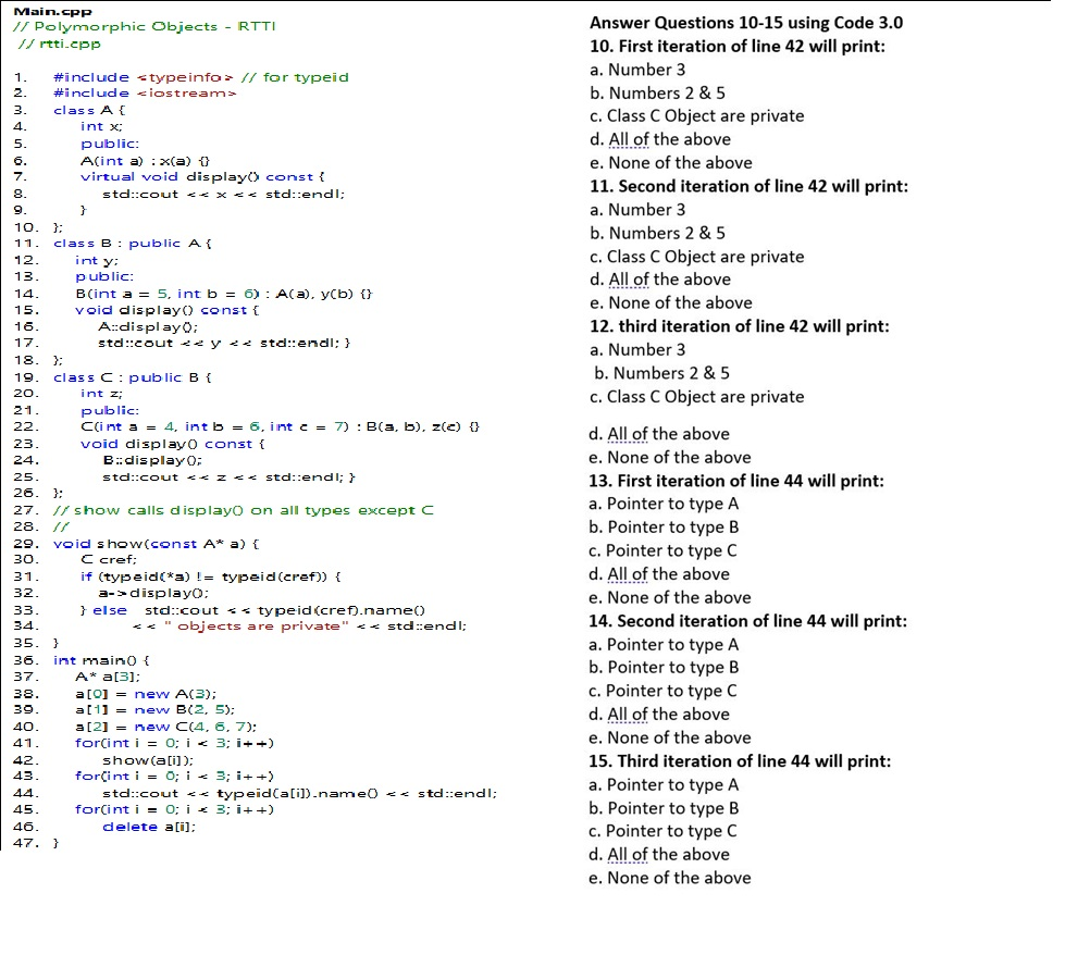 Solved Main Cpp 1 Polymorphic Objects Rtti Rtti Cpp Chegg Com