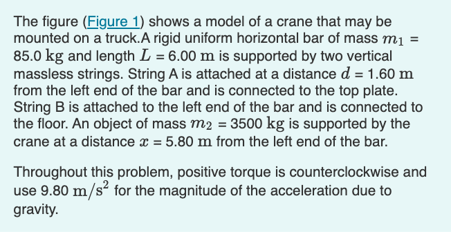 Solved = The figure (Figure 1) shows a model of a crane that | Chegg.com