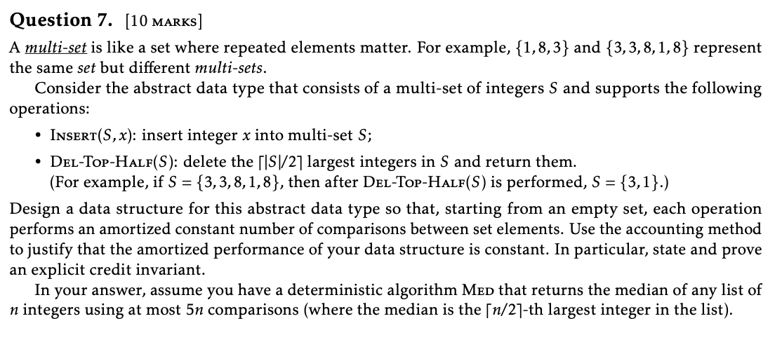 Solved . Question 7. [10 MARKS] A multi-set is like a set | Chegg.com
