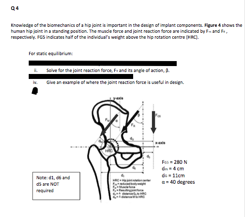 Solved Q4 Knowledge of the biomechanics of a hip joint is | Chegg.com