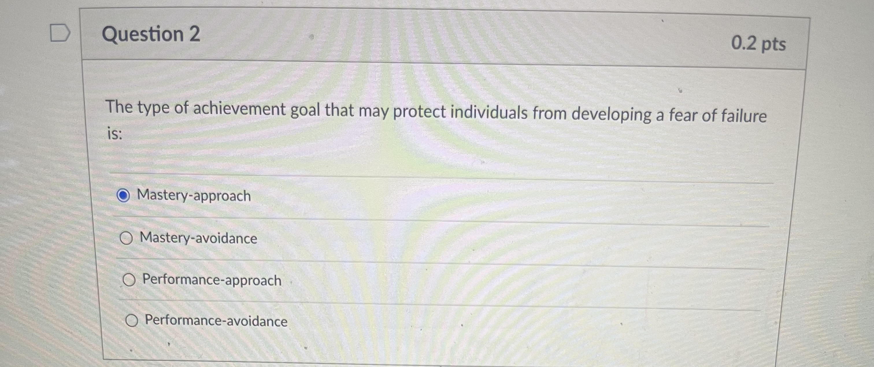Solved Question 2The type of achievement goal that may | Chegg.com