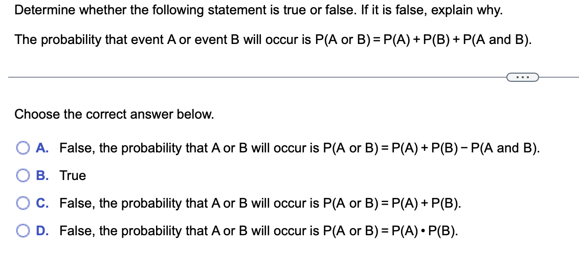 Solved Determine Whether The Following Statement Is True Or | Chegg.com