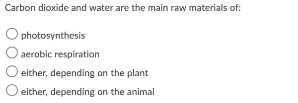 Solved Carbon dioxide and water are the main raw materials | Chegg.com