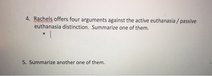Solved Rachels offers four arguments against the active | Chegg.com