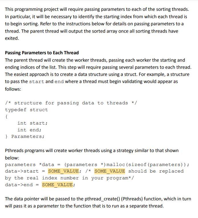Multithreaded Sorting Application Write a | Chegg.com