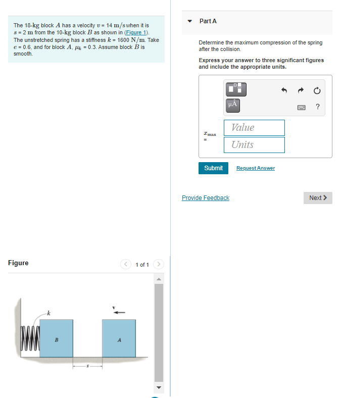 Solved Part A The 18-kg Block A Has A Velocity V = 14 M/s | Chegg.com