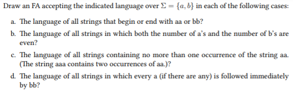 Solved Draw An FA Accepting The Indicated Language Over S = | Chegg.com