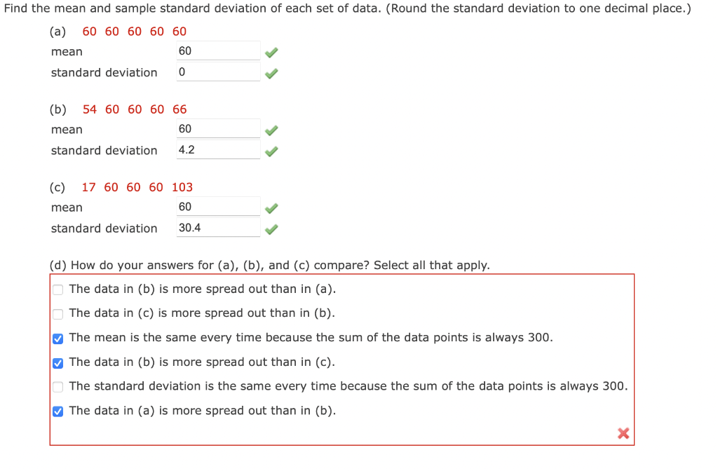 Solved Find the mean and sample standard deviation of each | Chegg.com