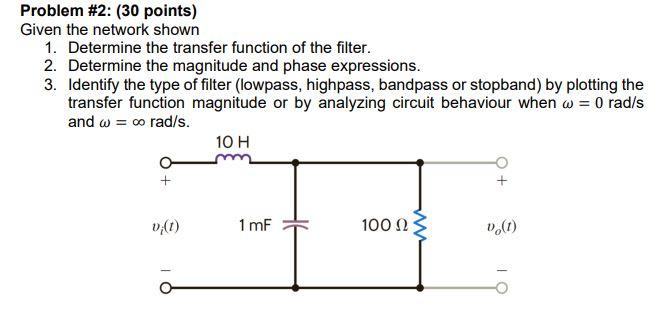 Solved Problem #2: (30 points) Given the network shown 1. | Chegg.com