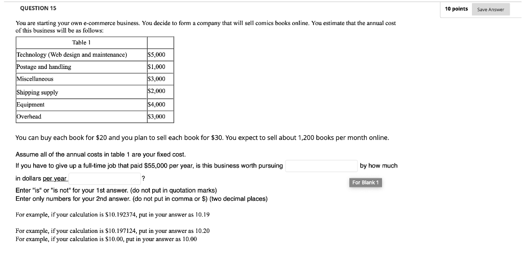 Solved QUESTION 15 10 points Save Answer You are starting | Chegg.com