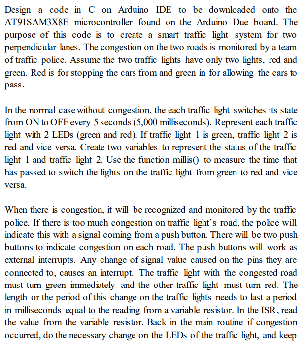 Solved Design a code in C on Arduino IDE to be downloaded | Chegg.com