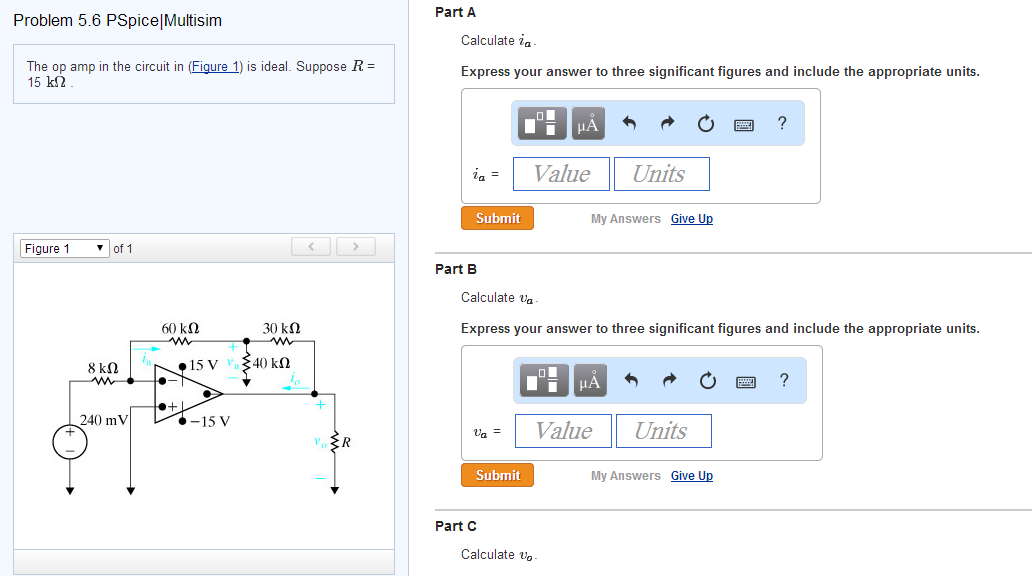 Solved Problem 5.6 PSpice Multisim Part A Calculate La The | Chegg.com