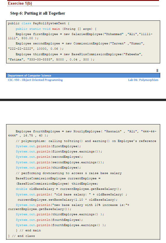 Solved Exercise 1 a Create A Payroll System Using Classes Chegg