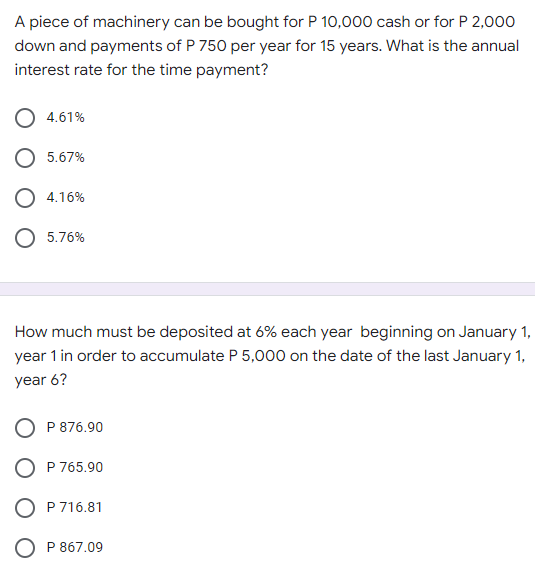 Solved A piece of machinery can be bought for P 10,000 cash