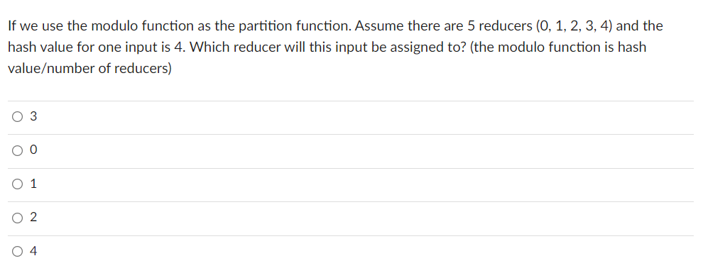 If we use the modulo function as the partition | Chegg.com