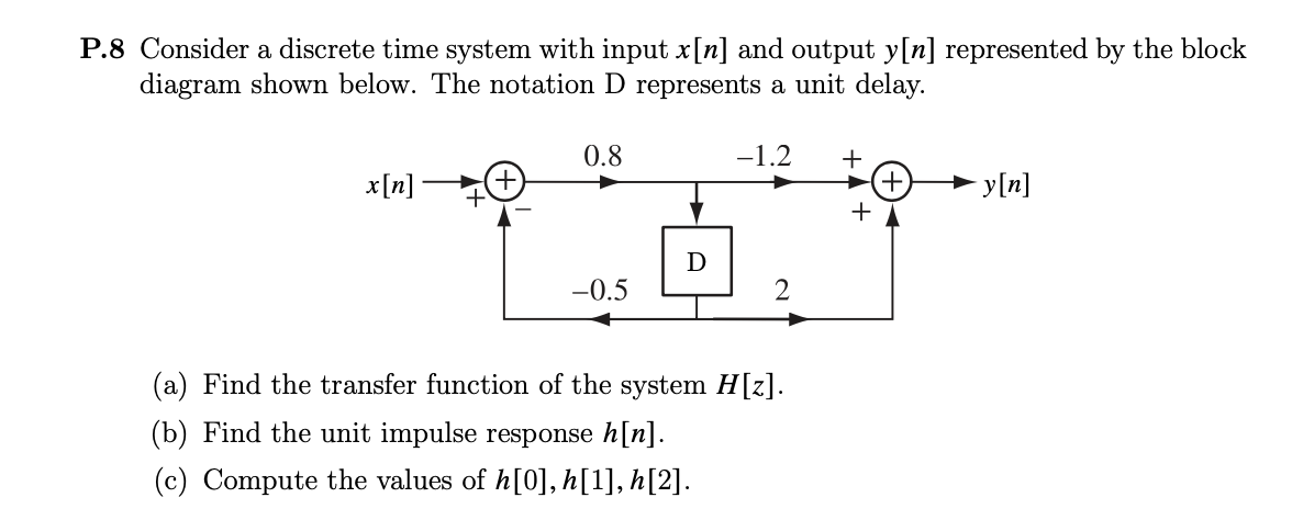 Solved P.8 Consider a discrete time system with input x[n] | Chegg.com