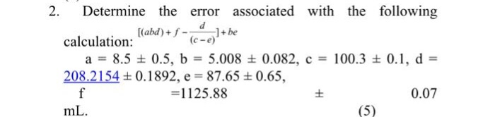 Solved 2. Determine the error associated with the following | Chegg.com