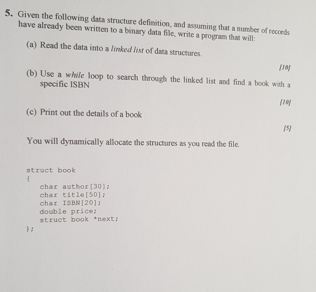 Solved 5. Given the following data structure definition, and | Chegg.com