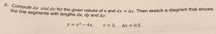 Solved Compute (Delta) y and dy when given values of x and | Chegg.com