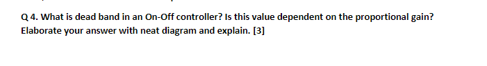 Solved Q4. What is dead band in an On-Off controller? Is | Chegg.com