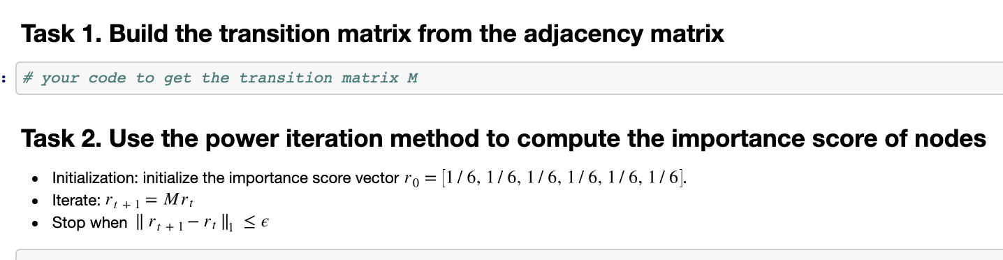 Task 1. Build the transition matrix from the | Chegg.com