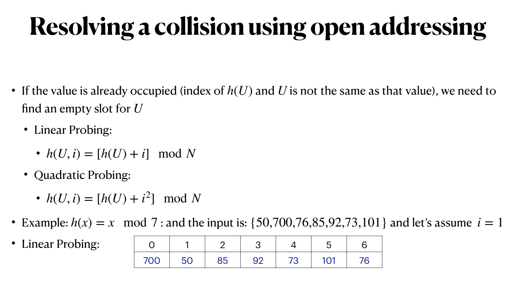 You will complete the implementation of the Hashing