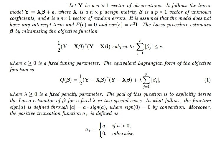 Solved Let Y be a nx 1 vector of observations. It follows | Chegg.com