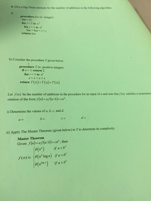 Solved Give a big-Theta estimate for the number of additions | Chegg.com
