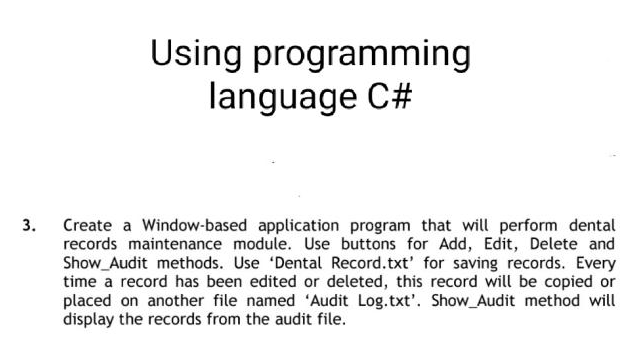 Solved Using programming language C# 3. Create a | Chegg.com
