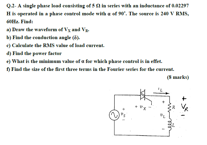 Solved Q.2- A single phase load consisting of 52 in series | Chegg.com