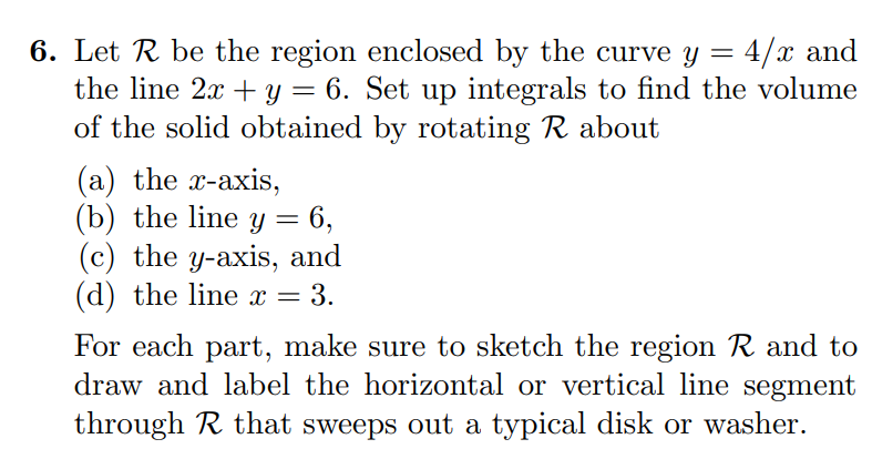 Solved = = 6. Let R be the region enclosed by the curve y = | Chegg.com