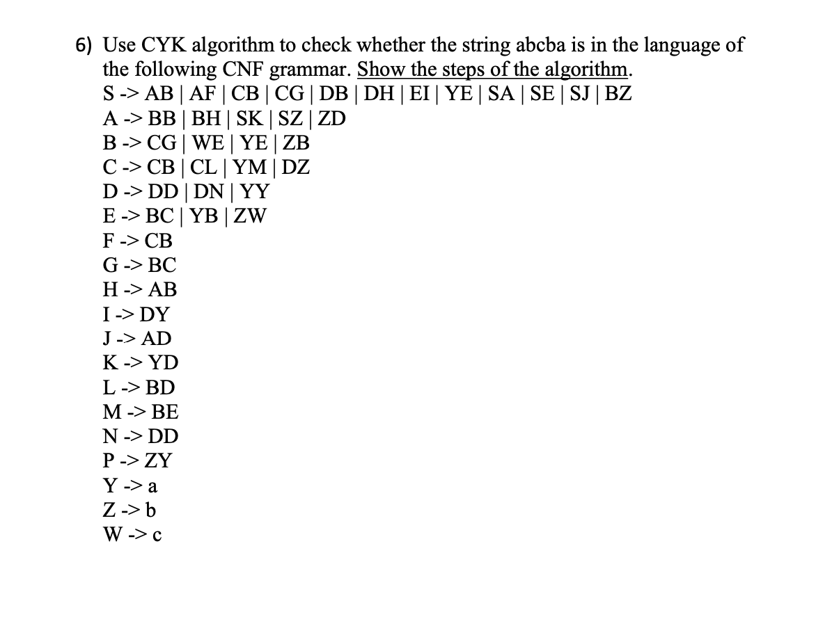 Solved 6 Use Cyk Algorithm To Check Whether The String 1460