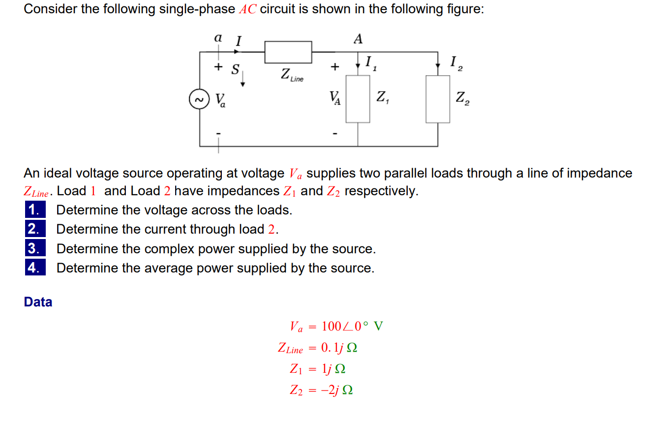 Solved Consider The Following Single-phase AC Circuit Is | Chegg.com