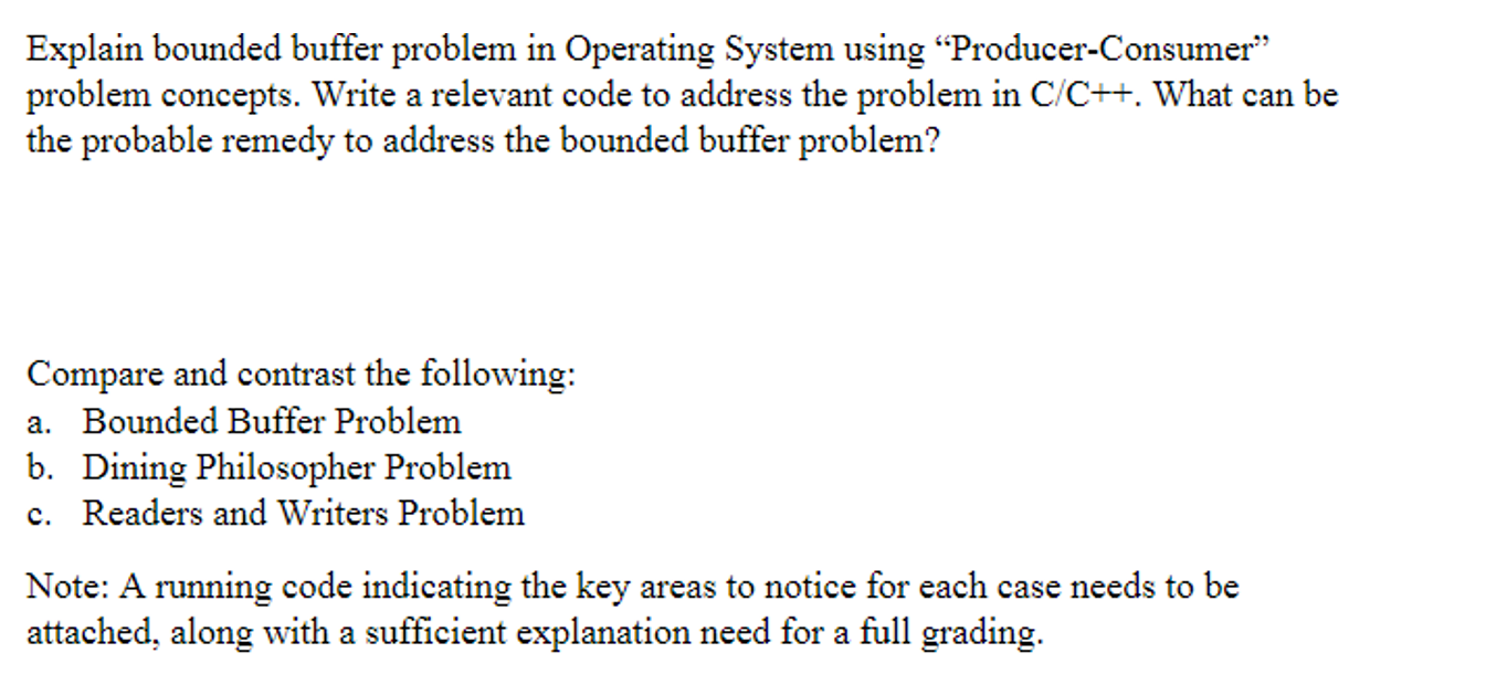 Solved Explain bounded buffer problem in Operating System | Chegg.com
